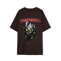 Cropp - Črna majica s potiskom How to train your dragon - temno siva