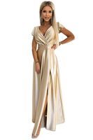 Women's satin long dress with neckline Numoco