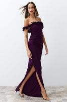 Trendyol Plum Body-fitting Knitted Long Elegant Evening Dress