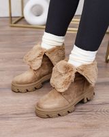 Resti Jasnobrązowe damskie sznurowane botki Cavenma