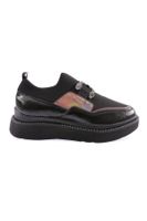 DGN 925-23y Women's Thick Sole Strech Detailed Sneakers Shoes Black