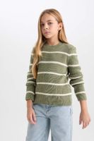 DEFACTO Girl's Fitted Crew Neck Sweater