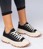 Gemre Czarne trampki na grubej podeszwie Salsana