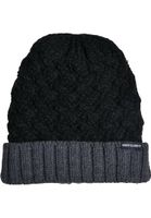 Braid Knit Beanie Black/Heather Grey