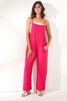 Olalook Women's Fuchsia Pocket, Straps, Loose, Flowy Jumpsuit