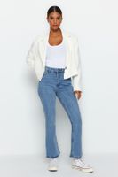 Trendyol Blue High derékú crop Flare farmer