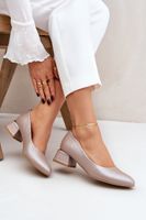 Lewski Shoes Bőr magassarkú Lewski 3118 Sötétbézs
