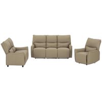 MID.YOU SEDACÍ SOUPRAVA 3+2+1, kůže, šedá, béžová