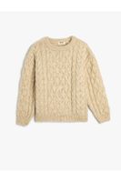 Koton Sweater Hair Knit Crew Neck Long Sleeve Soft Textured