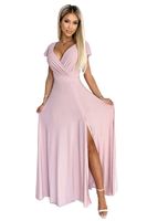Women's Glittering Long Dress with Neckline CRYSTAL - Pink