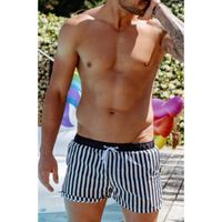 Herren Badeanzug Mit Streifen, Schwarz