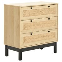 MID.YOU KOMODA, borovica, prírodná farba, čierna, 80/80/39,5 cm