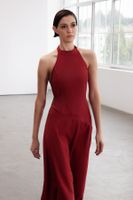 Trendyol Limited Edition Burgundy Backless Halter Neck Midi Woven Dress