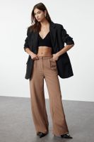 Trendyol Mink Wide Leg Pleated Woven Trousers