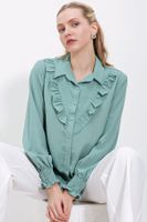 Bigdart 20223 Frilly Long Sleeve Shirt - Çağla