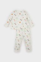 DEFACTO Baby Girl Pajama Set Fruit Patterned Crew Neck Long Sleeve Top Long Bottom