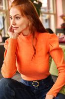 Olalook Women's Orange Princess Sleeve Lycra Blouse