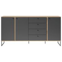 Xora ŠIROKÁ KOMODA, antracitová, barvy dubu, 180/89/38 cm