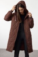 Trendyol Brown Regular Fit Hooded Quilted Coat