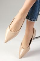 Mio Gusto Marie Nude Colored Patent Leather Low Heeled Women's Shoes