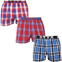 3PACK pánské trenky Styx sportovní guma vícebarevné (3B110709) XXL