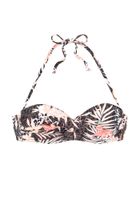 BUFFALO Bikini gornji dio  čokolada / pastelno narančasta / crna / bijela
