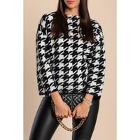 Weicher Pullover Mit Pepita-Print, Schwarz