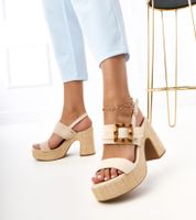 D/CEO Brown block-heeled sandals decorated with a buckle Elevira