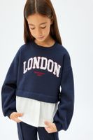 Koton Navy Blue Girl's Sweatshirt