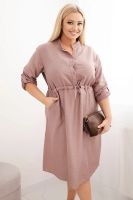 Kesi Włoski Plus Size women's viscose dress with buttons and a tie at the waist fango