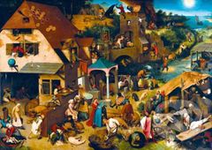 Pieter Bruegel the Elder - Netherlandish Proverbs, 1559 - puzzle z kategorie Umělecké