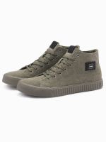 Ombre Men's high top canvas sneakers shoes - olive