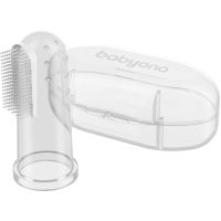 BabyOno Take Care First Toothbrush dječja četkica za zube na prst s etuijem Transparent 1 kom