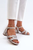 Women's high-heeled sandals made of Sergio Leone Grey eco leather