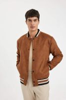 DEFACTO Relax Fit Suede Coat Jacket College Collar Snap Pocket Lined