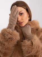 Dark beige gloves with eco-leather inserts