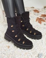 Resti Black women's insulated trapper boots with sheepskin Lery Walk