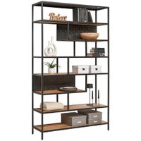 Ambia Home REGÁL, čierna, farba akácie, železo, akácia, mangové drevo, 120/201/38 cm