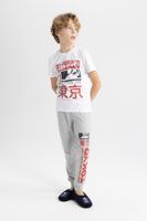 DEFACTO Boy's Printed Short Sleeve Pajamas Set