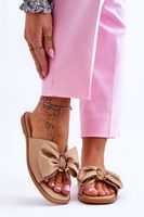 PE1 Női bőr papucs masnival bézs Becky