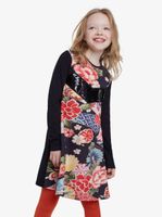 Desigual black girls dress Vest Minatitlán with colorful motifs