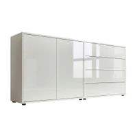 MID.YOU ŠIROKÁ KOMODA, biela, biela s vysokým leskom, 158/73/33 cm