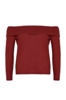 Trendyol Curve Claret Red Carmen Collar Knitted Plus Size Blouse