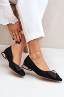 Eleganckie Zamszowe Baleriny Damskie Z Kokardką Laura Messi 2893 Czarne