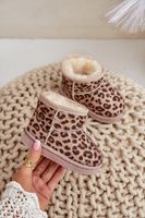 FR1 Dziecięce Śniegowce Botki Ocieplane W Panterkę Brązowe Nallita