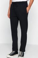 Trendyol Black Regular/Normal Cut Cotton Open Leg Sweatpants