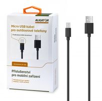 Datový kabel ALIGATOR s prodlouženým microUSB konektorem, 2A, black