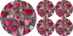 Bertoni Home Unisex's 1+4 Round Table Pads Set Valentine Hearts