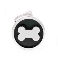 MF BLACK BIG CIRCLE BONE 3,93x3,17 cm gravírovateľný prívesok
