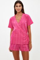 Trendyol Fuchsia Striped 100% Cotton Viscose Wide Pattern Shirt-Shorts Woven Pajama Set